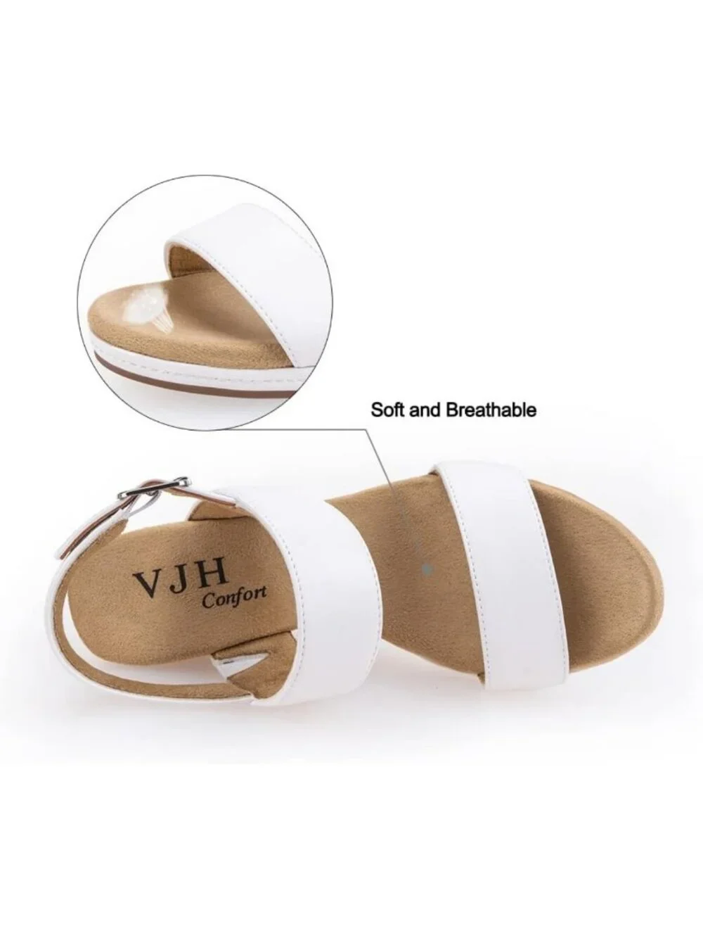 Stylish Women's Wedge Sandals with Buckle Straps, Cork Platform, Slingback, Open